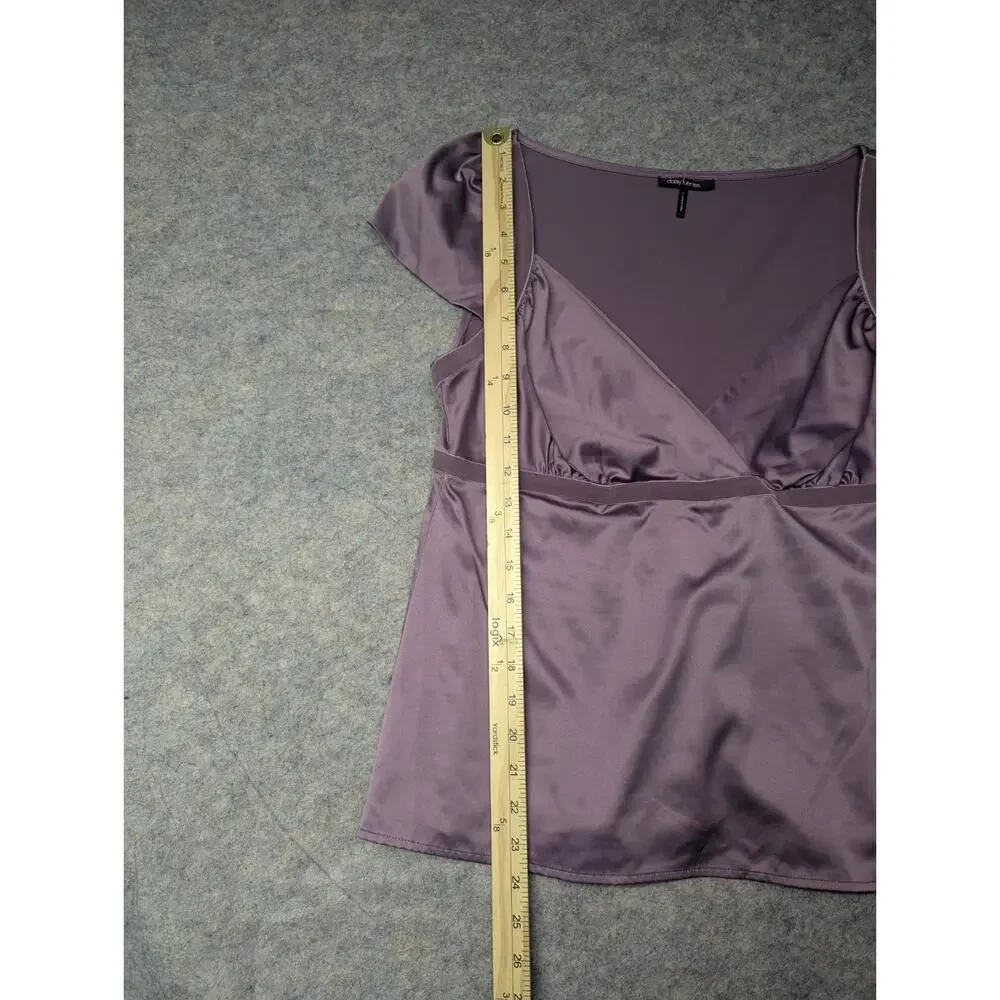 NWT Purple Y2K Babydoll Short Sleeve Satin Top Daisy Fuentes
